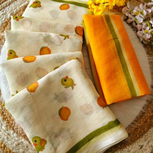 Linen Cotton With Birds Print